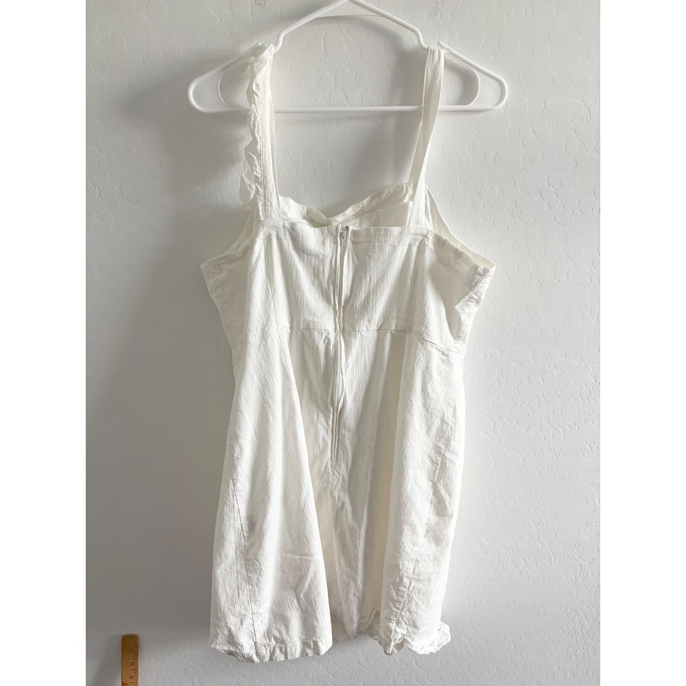 ModCloth White Ruffle‎ Sleeveless Mini Dress Size 14 Lined Lyocell Blend